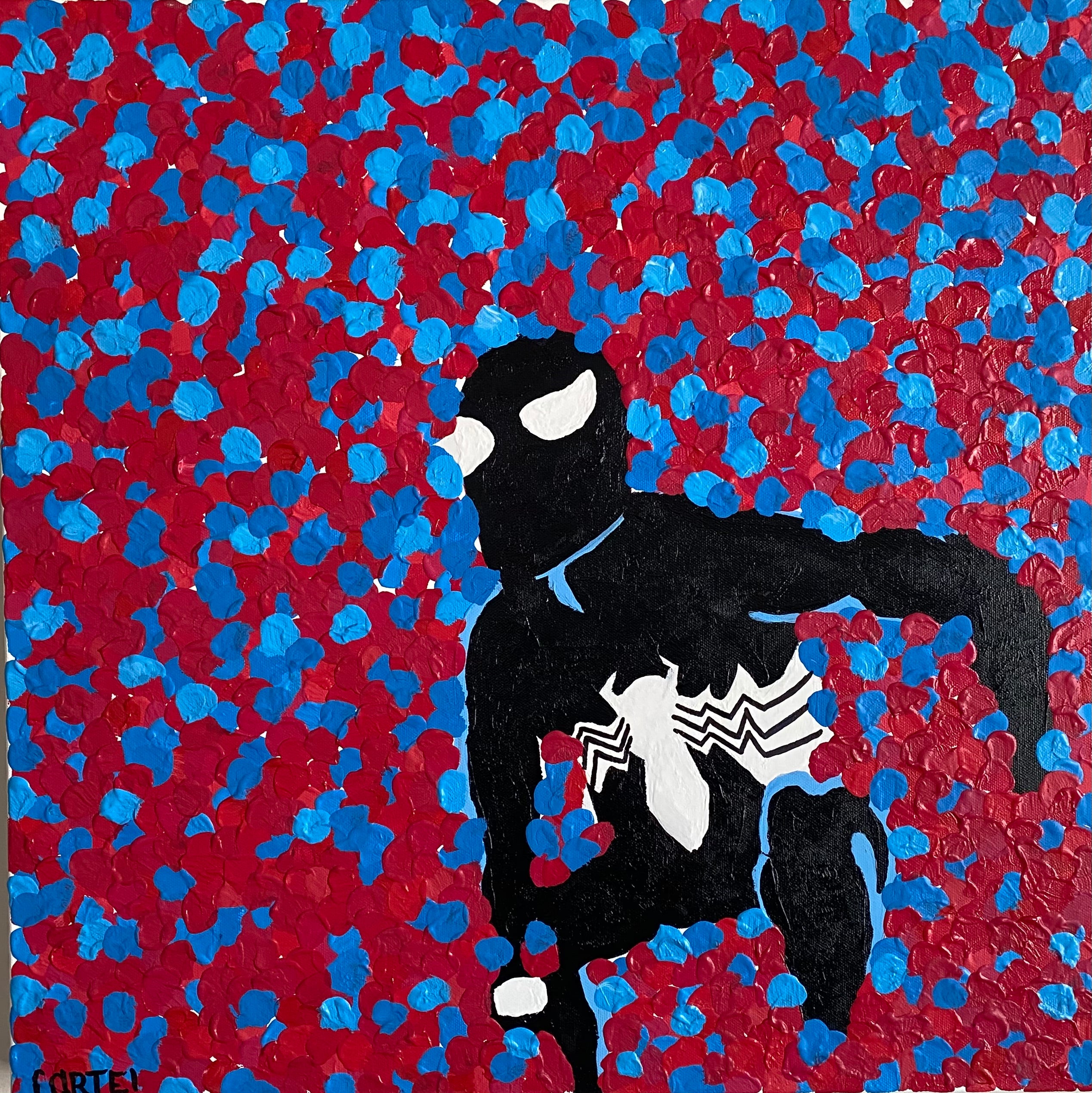 Black symbiote spiderman painting made with acrylic.
