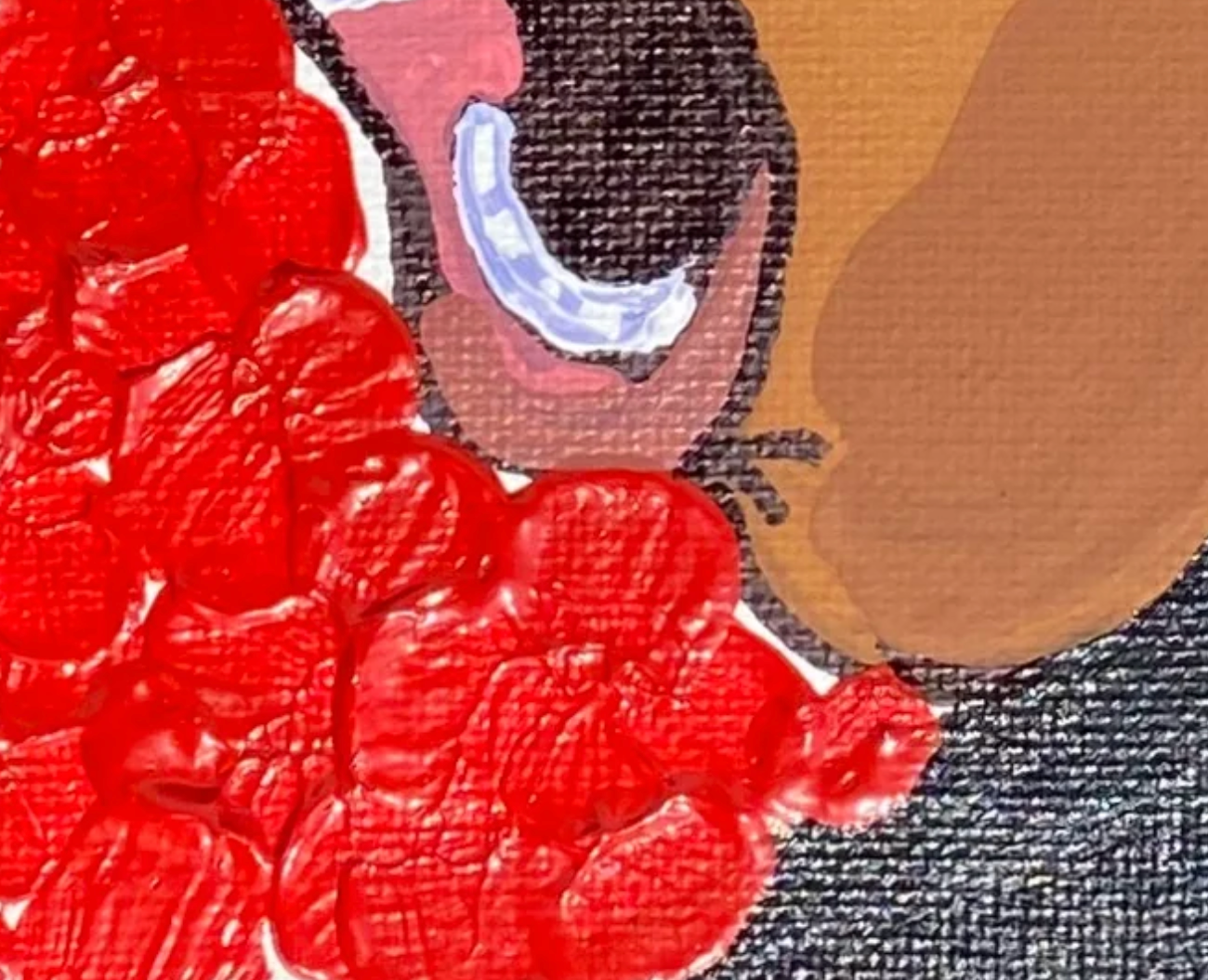 Close-up of a textured surface with abstract shapes and colors