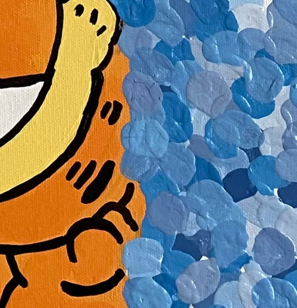 textured surface with orange and blue colors