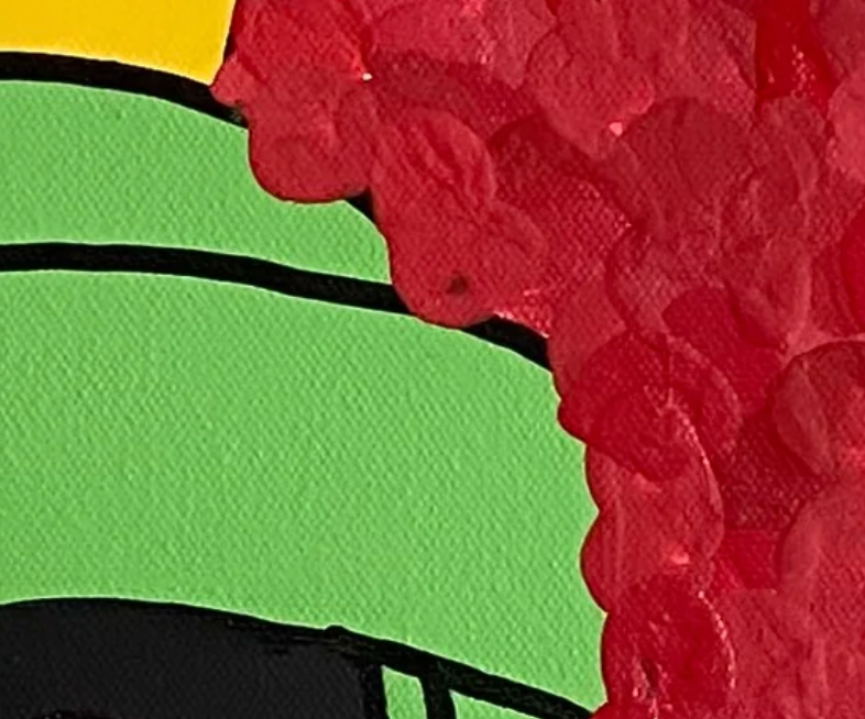 red and green textured surface