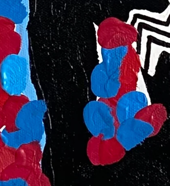 Abstract art with red and blue shapes