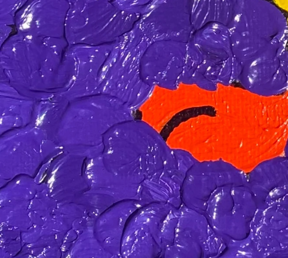 Close-up of purple and orange textured surface